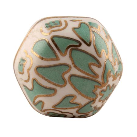 Sea Green Hexagon Small Ceramic Wine Stopper in Golden Fitting